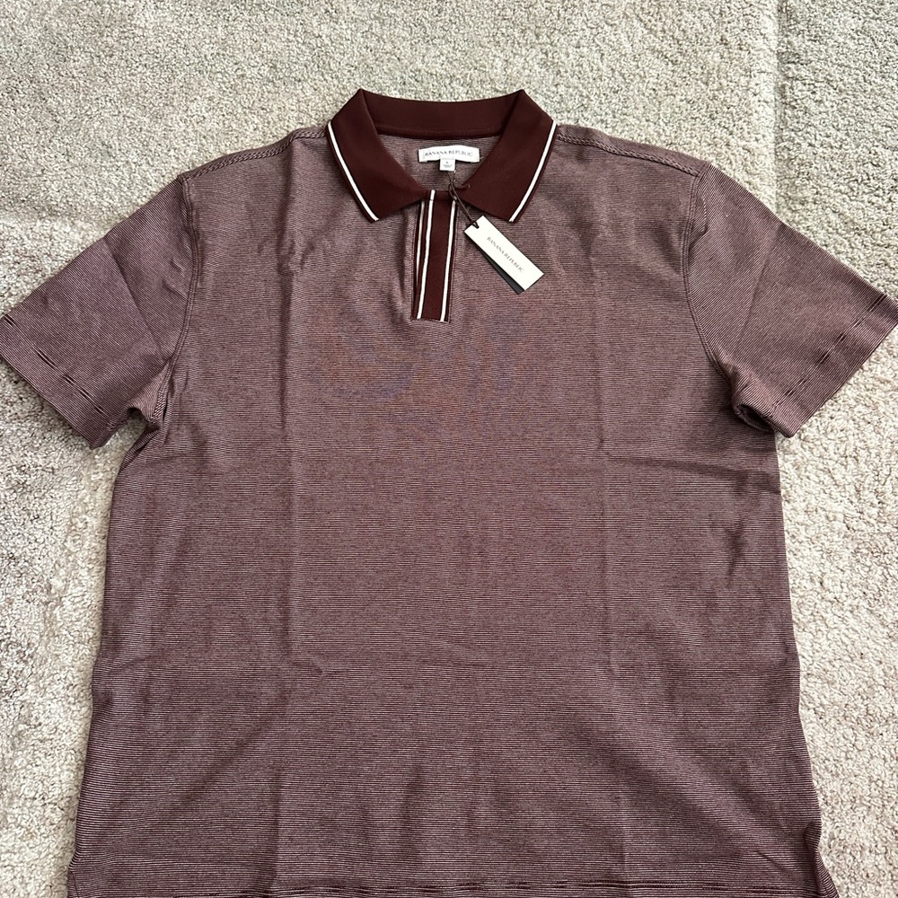 Banana Republic Luxury Touch Polo Shirt Mens Large Striped NWT